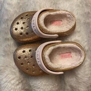 Crocs Kids Gold Glitter Clogs
